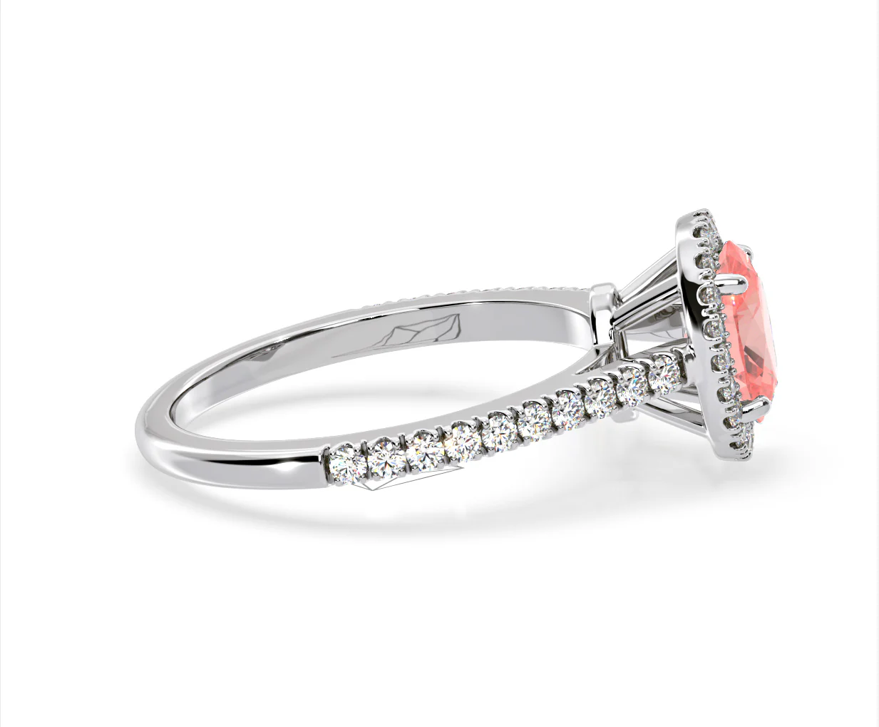 Georgina Pink Lab Diamond Oval Halo 1.60ct Ring in 18K White Gold - Elara Collection - Image 67