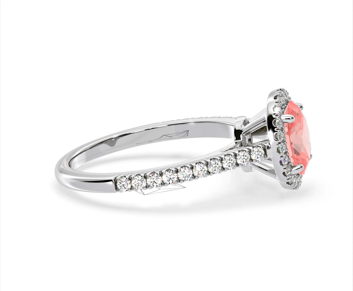 Georgina Pink Lab Diamond Oval Halo 1.60ct Ring in 18K White Gold - Elara Collection - Image 69