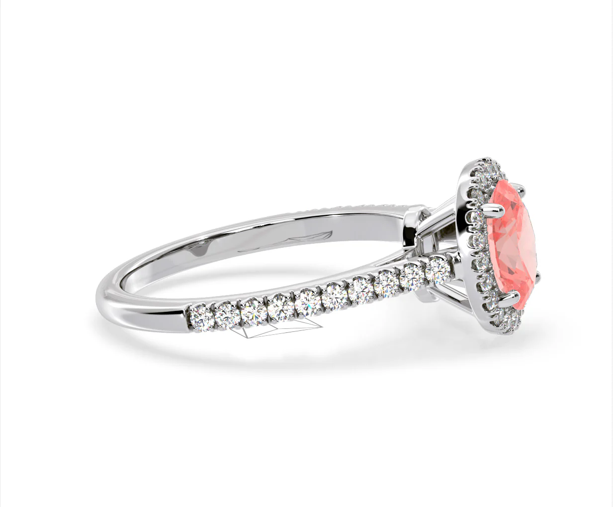 Georgina Pink Lab Diamond Oval Halo 1.60ct Ring in 18K White Gold - Elara Collection - Image 70