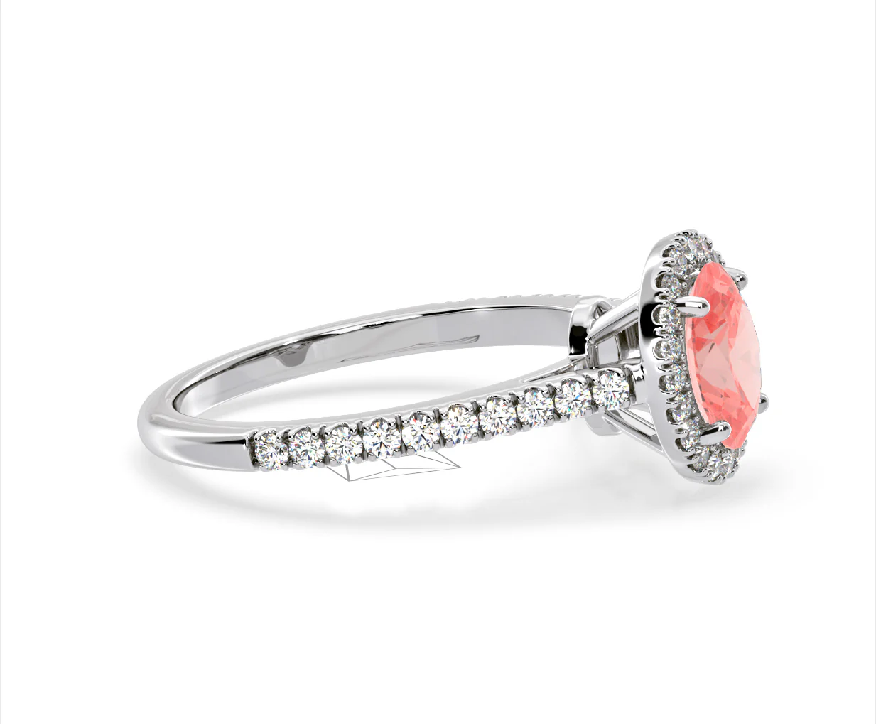 Georgina Pink Lab Diamond Oval Halo 1.60ct Ring in 18K White Gold - Elara Collection - Image 71