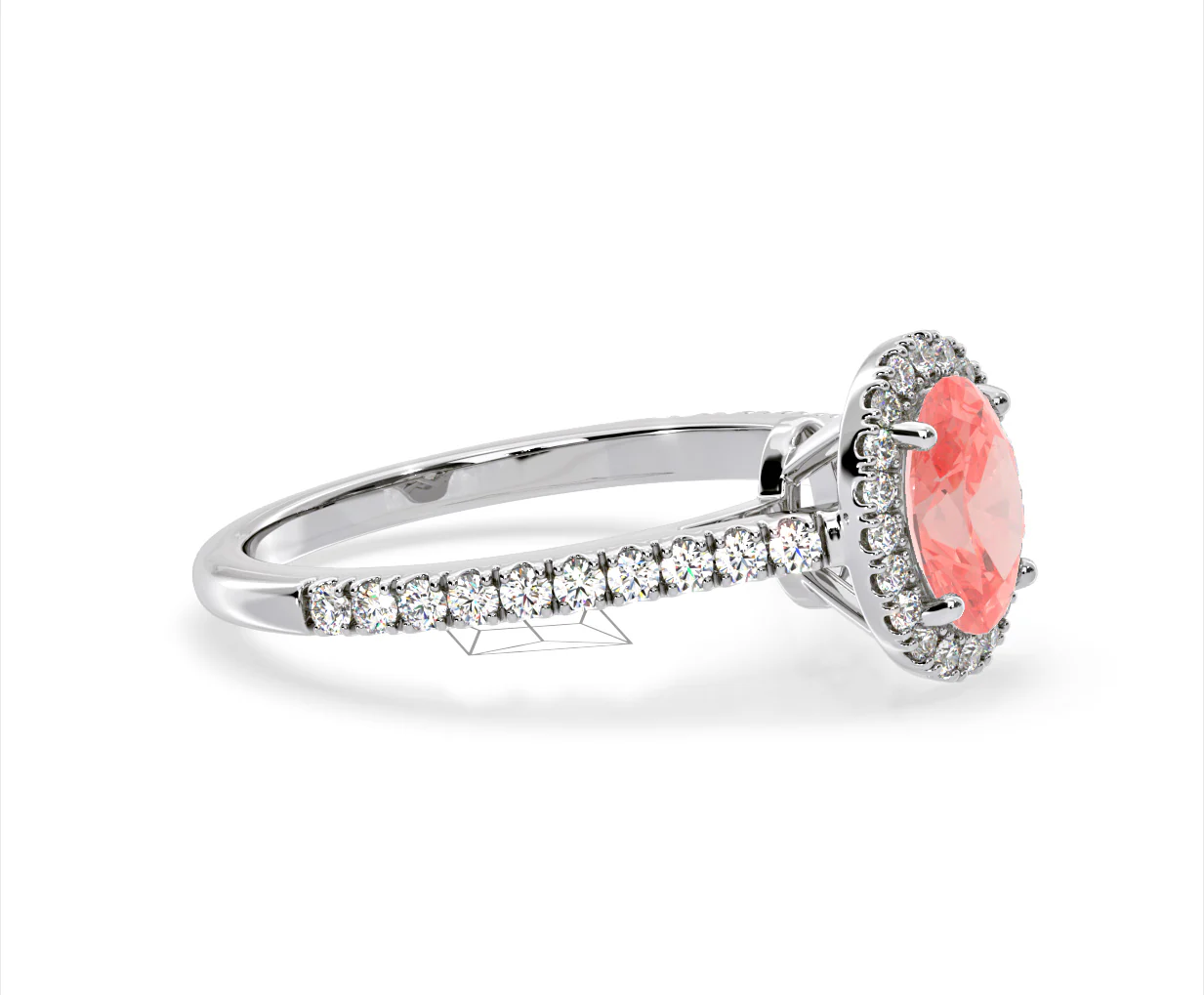 Georgina Pink Lab Diamond Oval Halo 1.60ct Ring in 18K White Gold - Elara Collection - Image 73