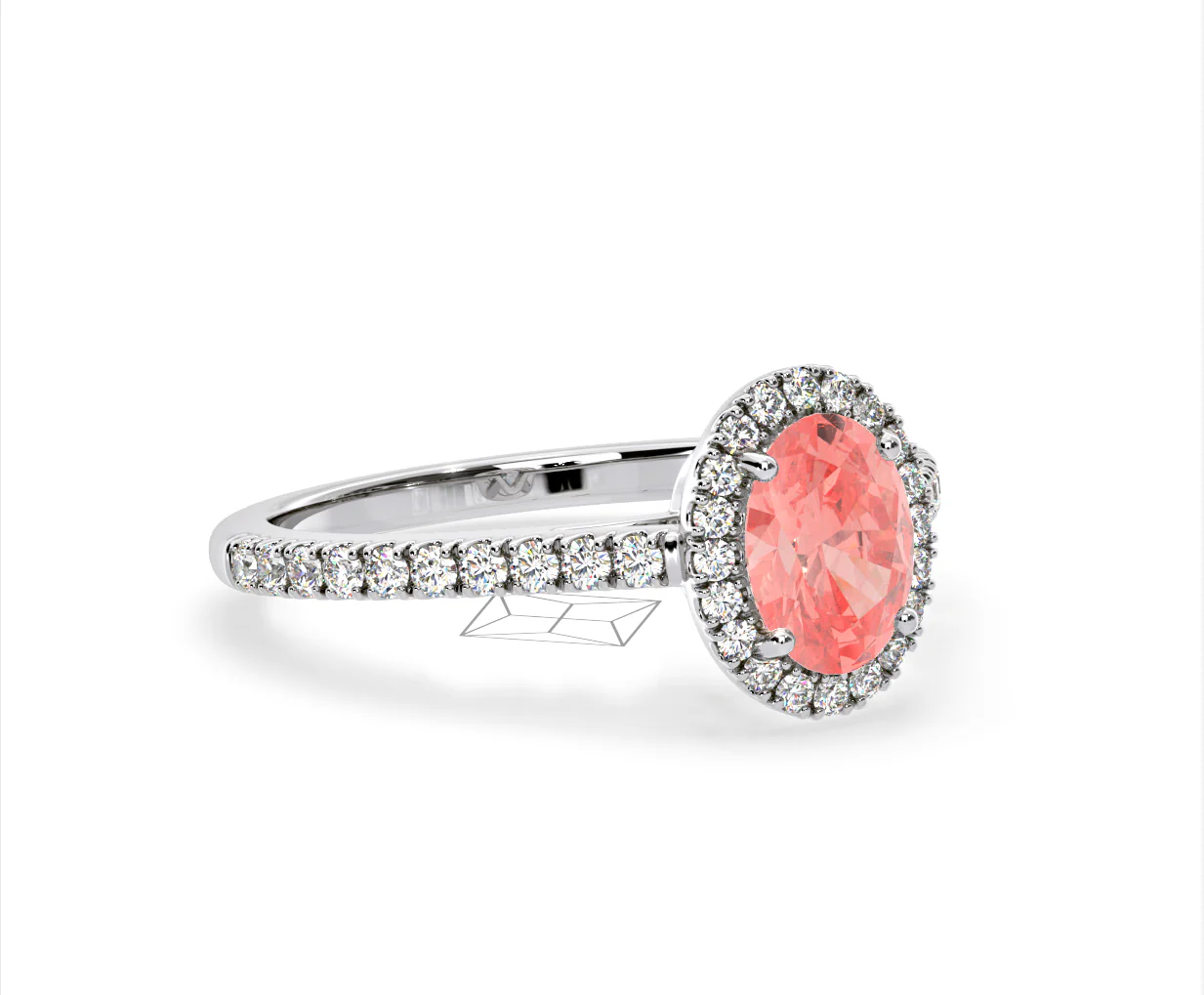 Georgina Pink Lab Diamond Oval Halo 1.60ct Ring in 18K White Gold - Elara Collection - Image 79