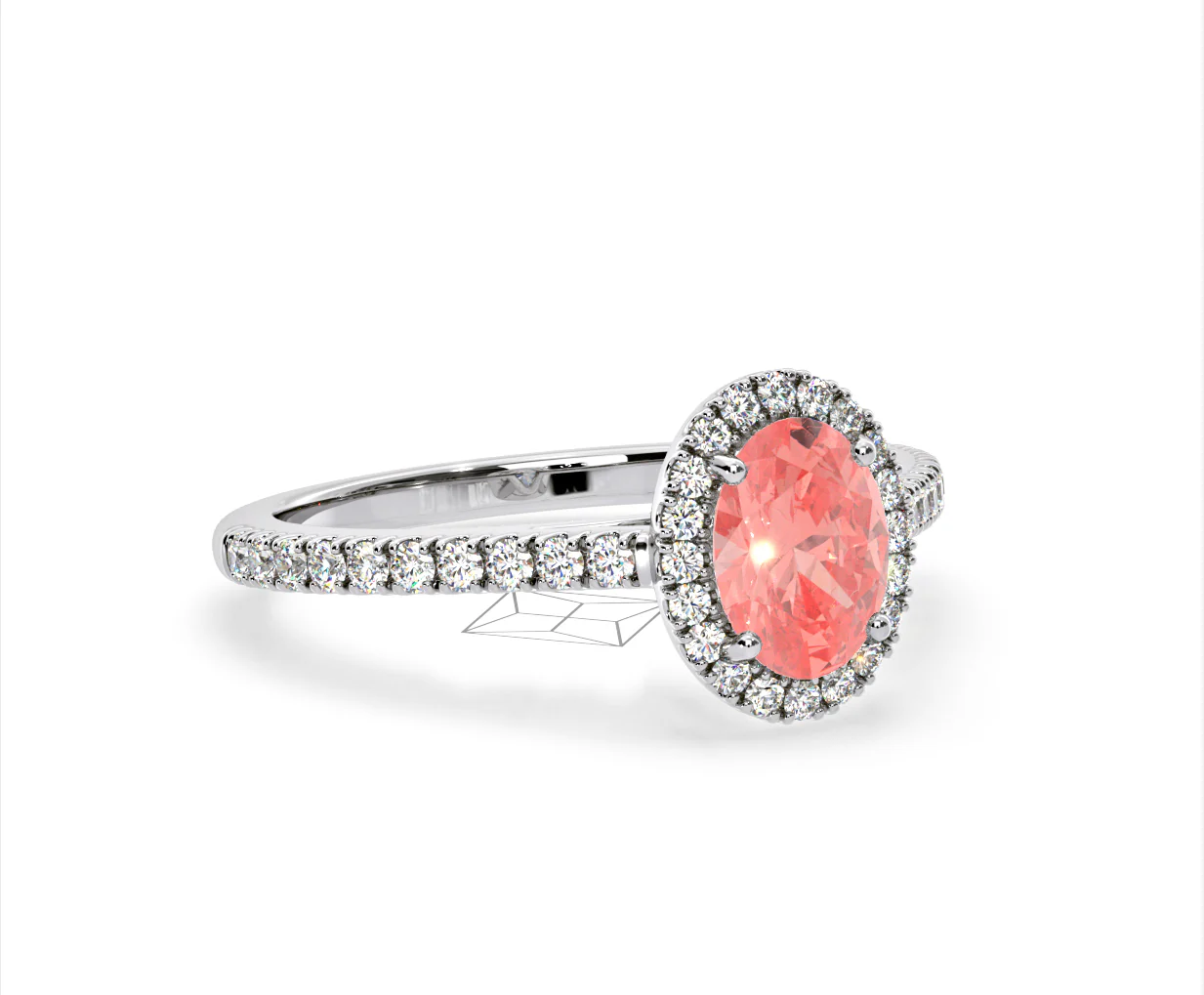 Georgina Pink Lab Diamond Oval Halo 1.60ct Ring in 18K White Gold - Elara Collection - Image 80