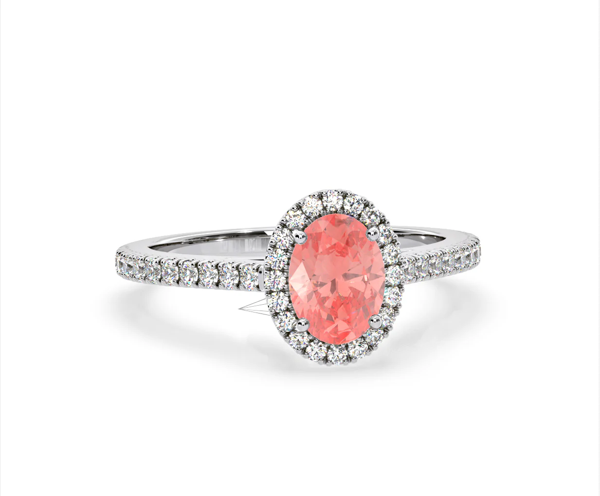 Georgina Pink Lab Diamond Oval Halo 1.60ct Ring in 18K White Gold - Elara Collection - Image 84