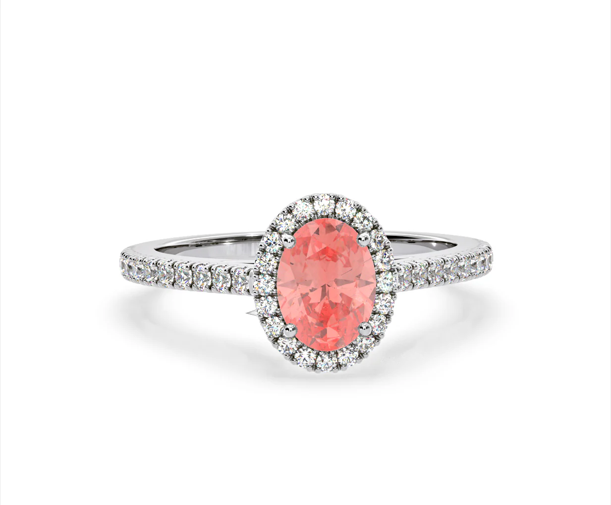 Georgina Pink Lab Diamond Oval Halo 1.60ct Ring in 18K White Gold - Elara Collection - Image 85