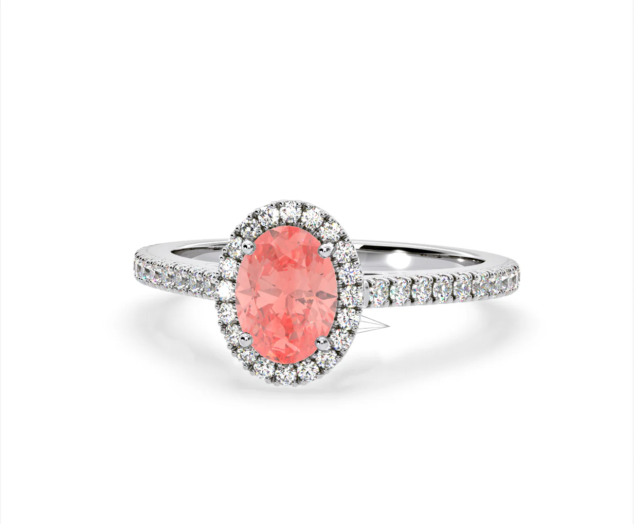Georgina Pink Lab Diamond Oval Halo 1.60ct Ring in 18K White Gold - Elara Collection - Image 9