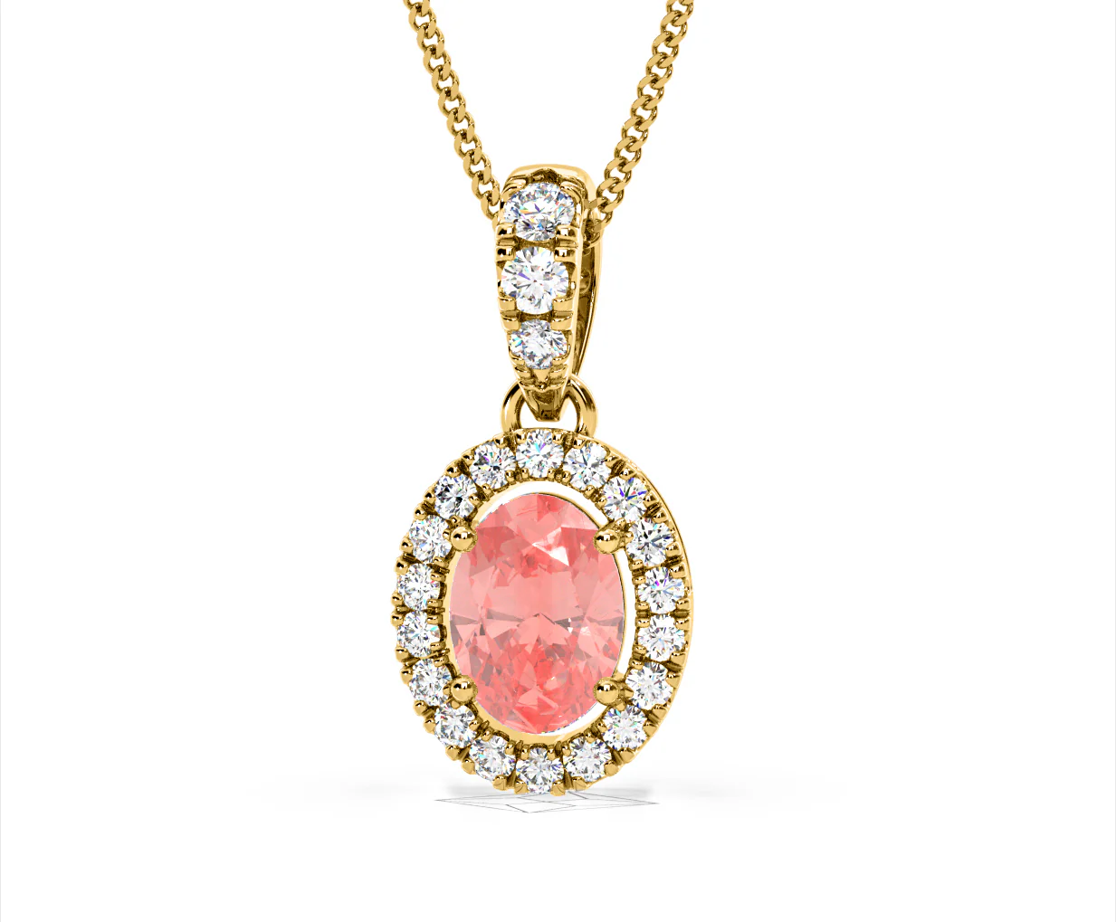 Georgina Pink Lab Diamond Oval Halo Necklace 1.38ct in 18KGold - Elara Collection - Image 10