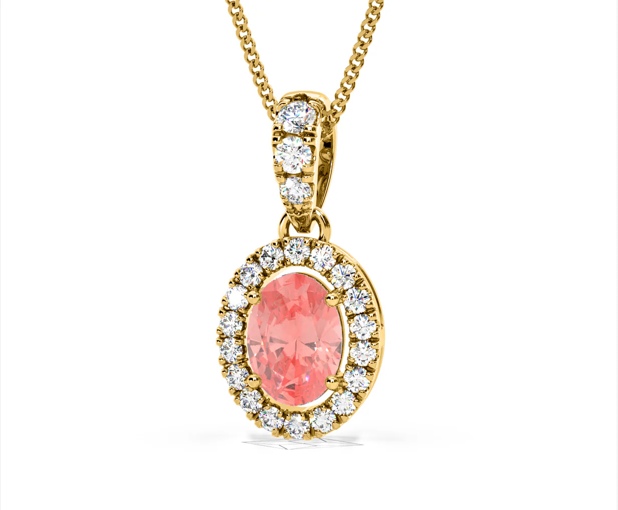 Georgina Pink Lab Diamond Oval Halo Necklace 1.38ct in 18KGold - Elara Collection - Image 11