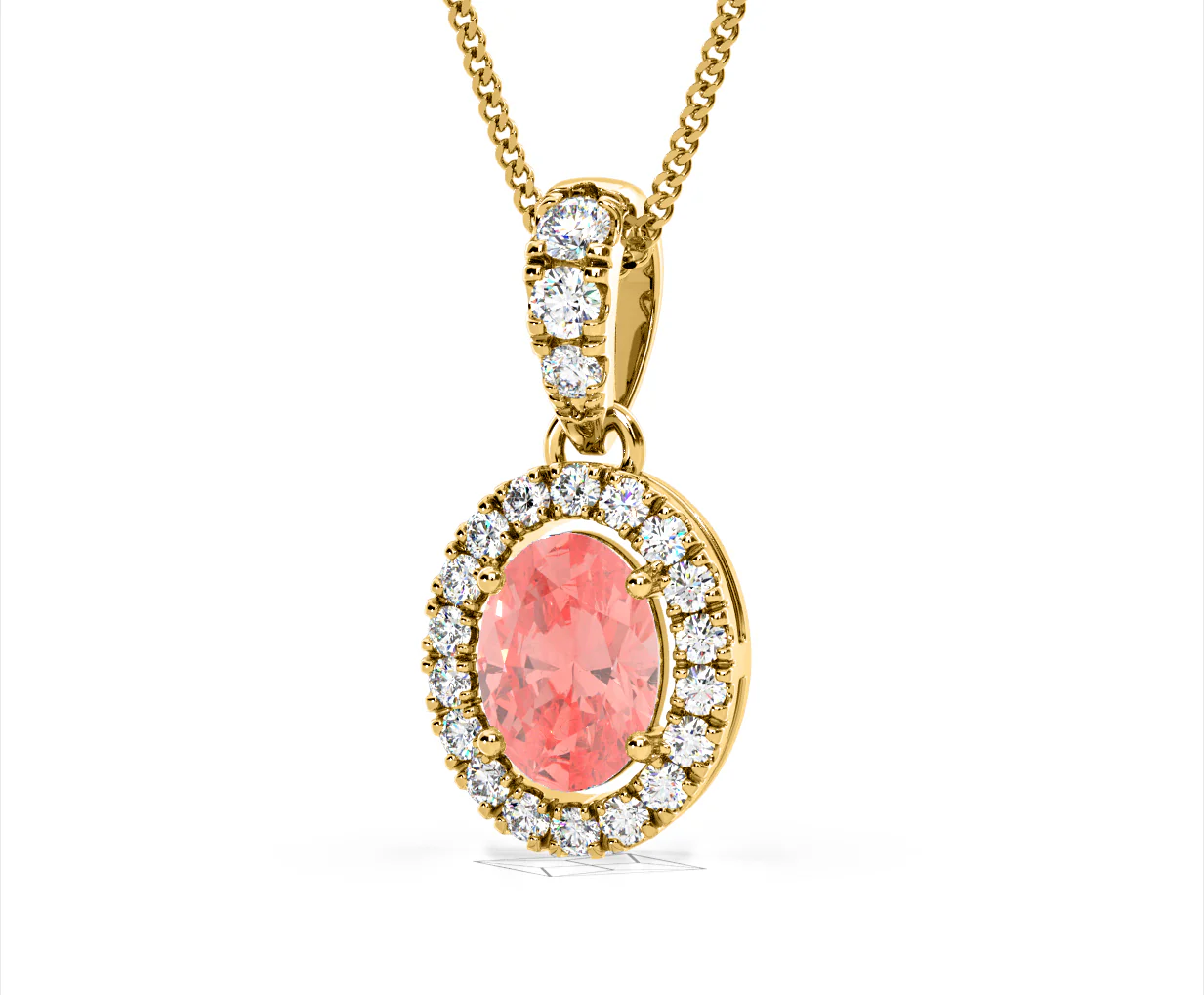 Georgina Pink Lab Diamond Oval Halo Necklace 1.38ct in 18KGold - Elara Collection - Image 12