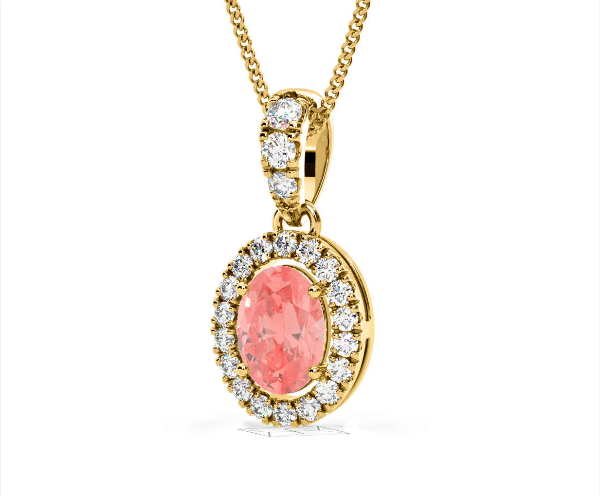 Georgina Pink Lab Diamond Oval Halo Necklace 1.38ct in 18KGold - Elara Collection - Image 13