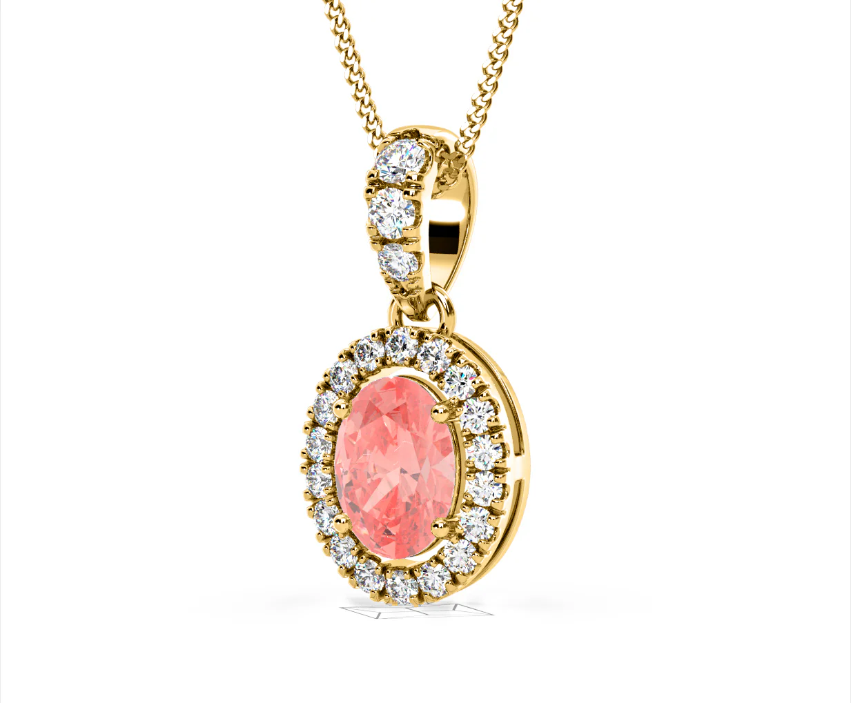 Georgina Pink Lab Diamond Oval Halo Necklace 1.38ct in 18KGold - Elara Collection - Image 14