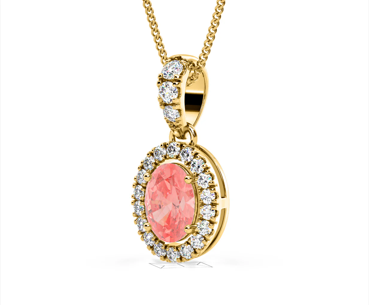 Georgina Pink Lab Diamond Oval Halo Necklace 1.38ct in 18KGold - Elara Collection - Image 15