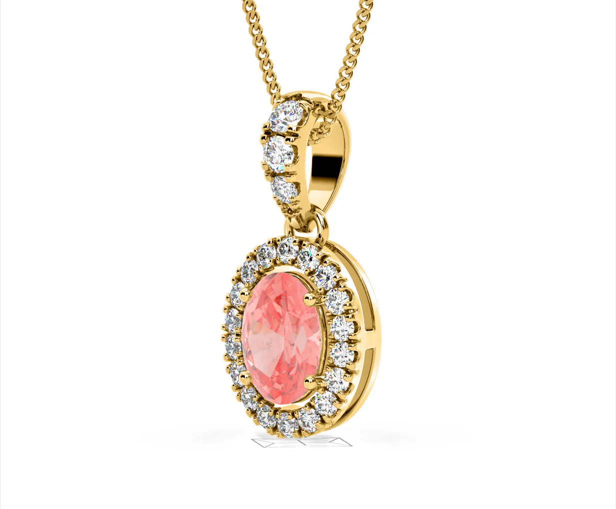 Georgina Pink Lab Diamond Oval Halo Necklace 1.38ct in 18KGold - Elara Collection - Image 16