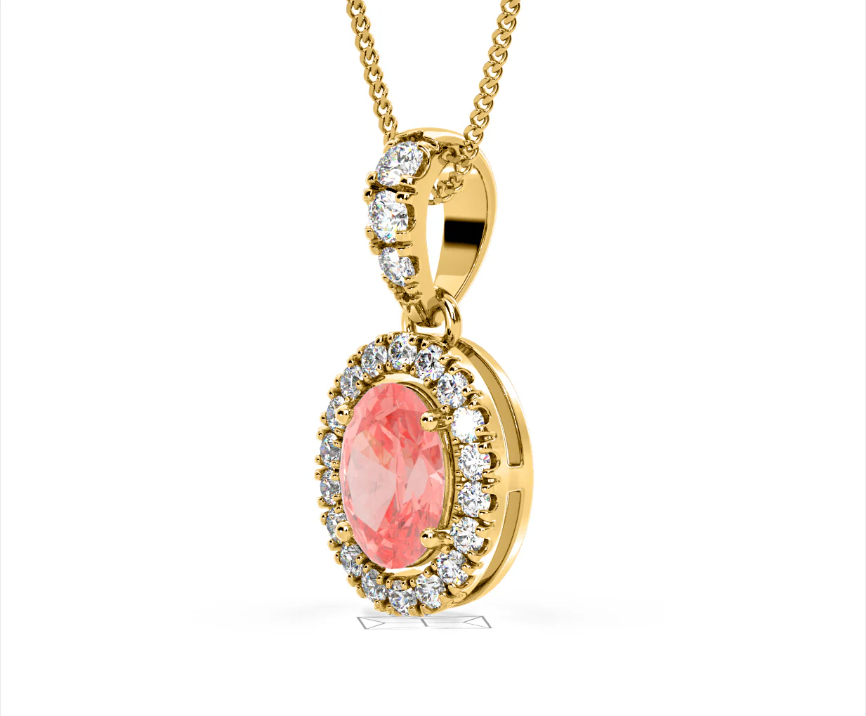 Georgina Pink Lab Diamond Oval Halo Necklace 1.38ct in 18KGold - Elara Collection - Image 17