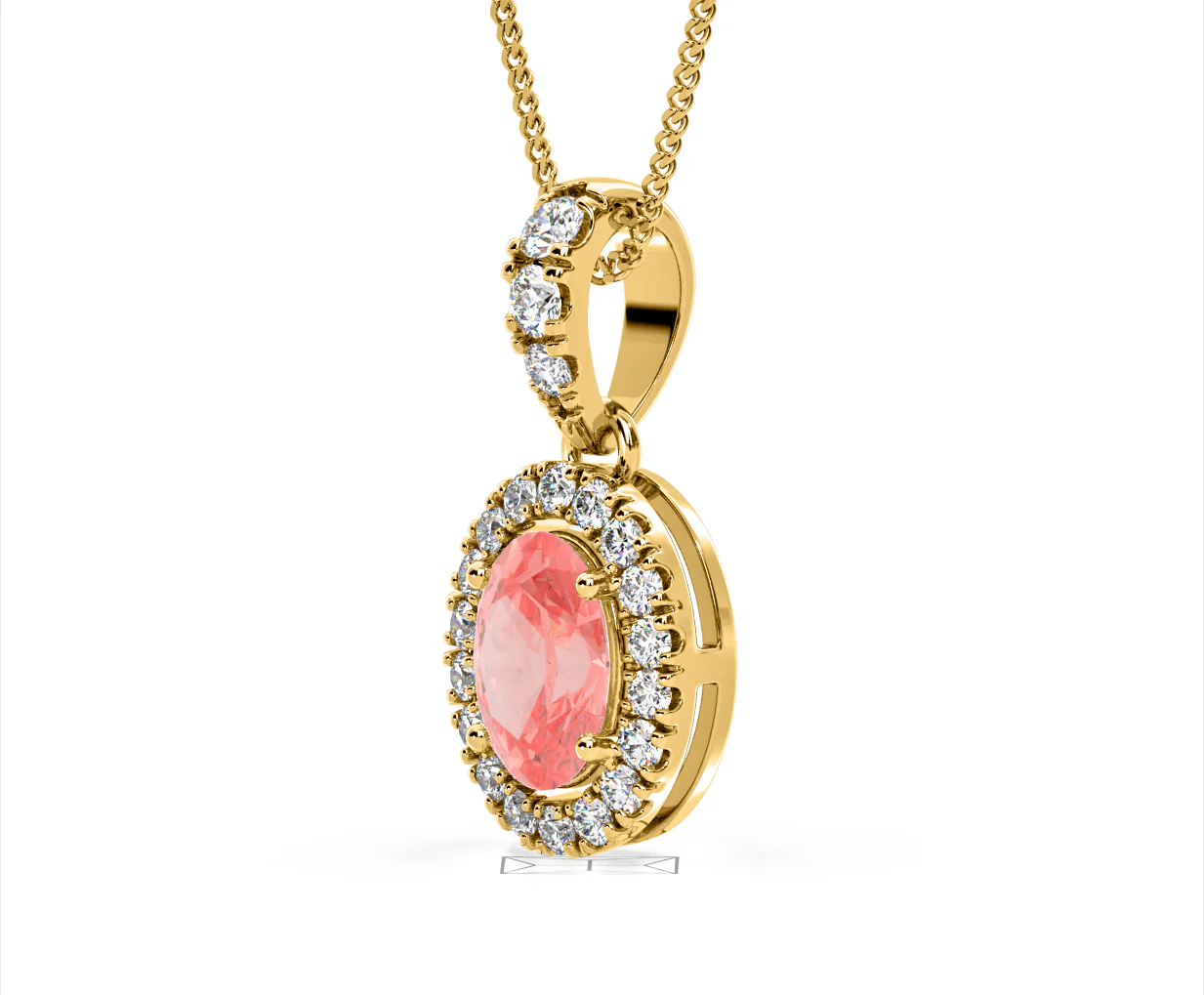 Georgina Pink Lab Diamond Oval Halo Necklace 1.38ct in 18KGold - Elara Collection - Image 18