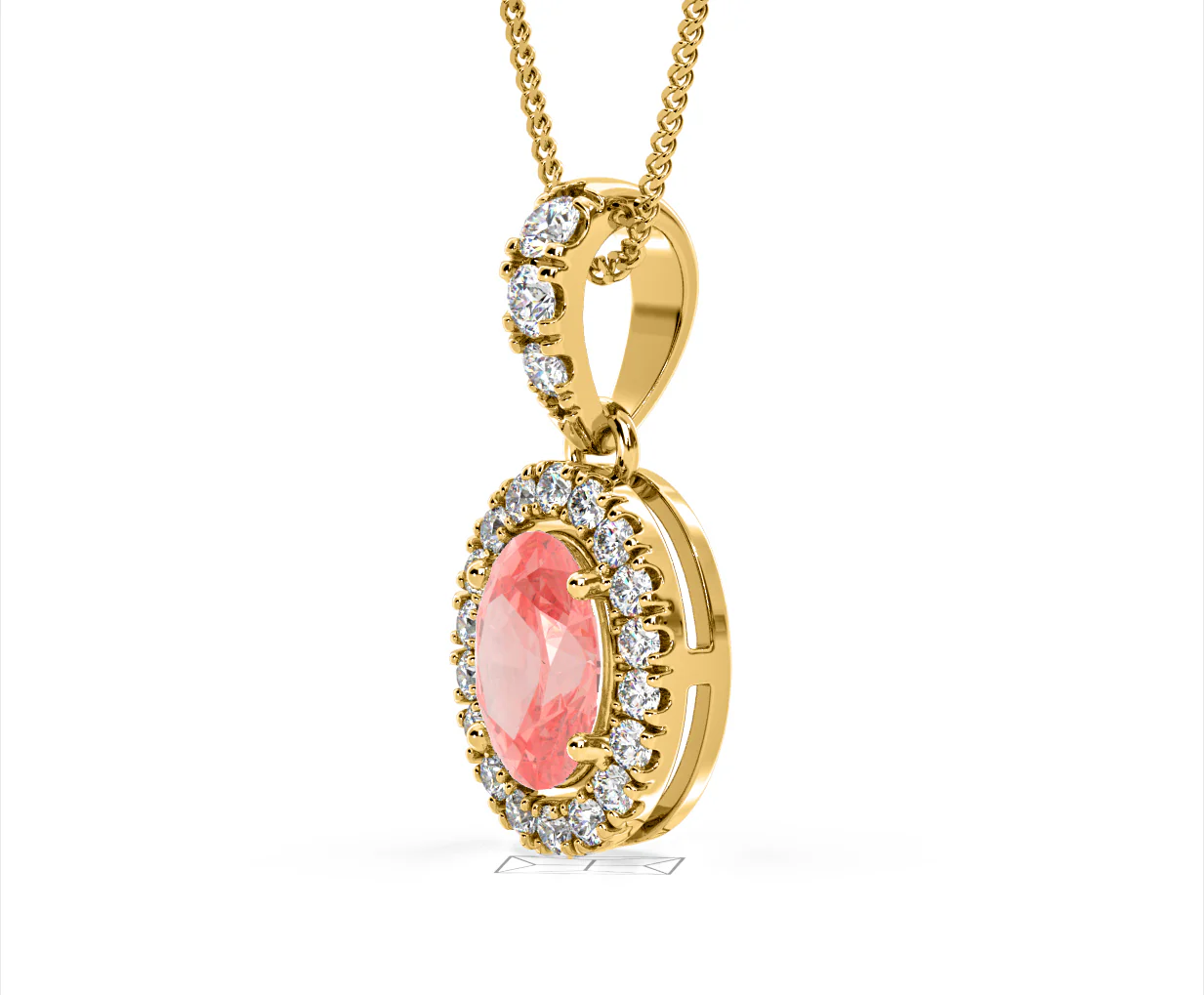 Georgina Pink Lab Diamond Oval Halo Necklace 1.38ct in 18KGold - Elara Collection - Image 19