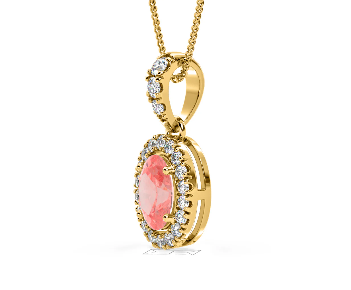 Georgina Pink Lab Diamond Oval Halo Necklace 1.38ct in 18KGold - Elara Collection - Image 20