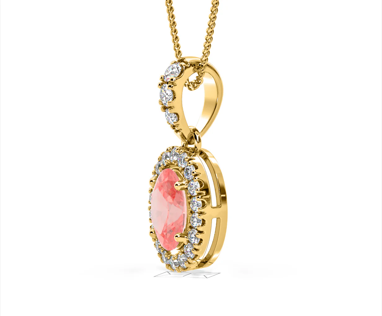 Georgina Pink Lab Diamond Oval Halo Necklace 1.38ct in 18KGold - Elara Collection - Image 21