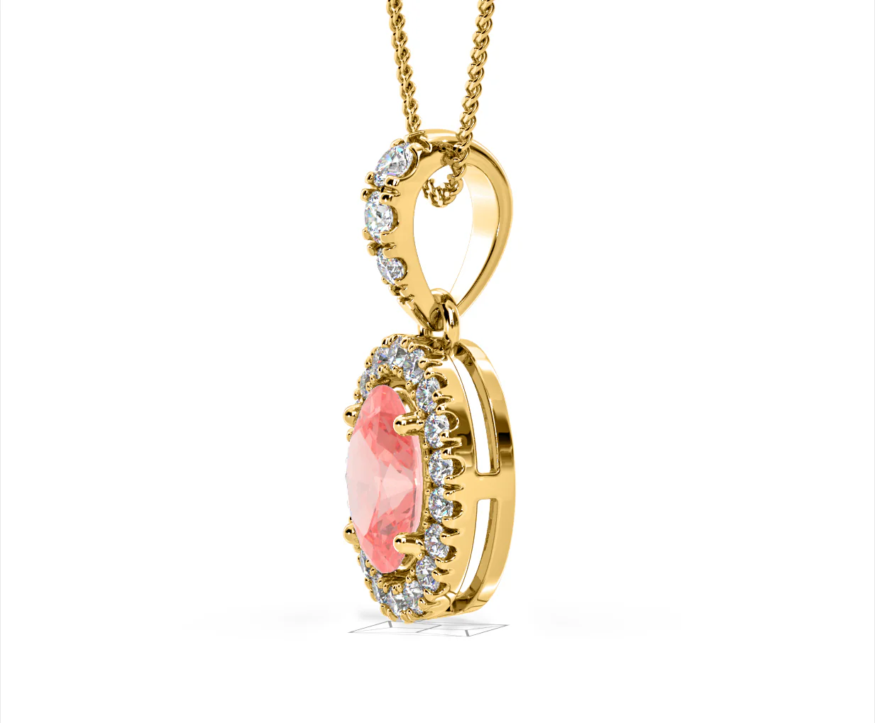 Georgina Pink Lab Diamond Oval Halo Necklace 1.38ct in 18KGold - Elara Collection - Image 22
