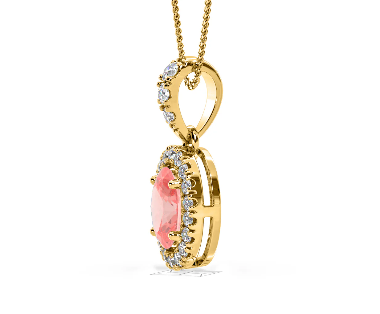 Georgina Pink Lab Diamond Oval Halo Necklace 1.38ct in 18KGold - Elara Collection - Image 23