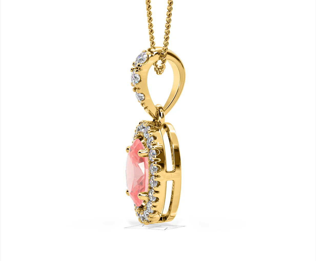 Georgina Pink Lab Diamond Oval Halo Necklace 1.38ct in 18KGold - Elara Collection - Image 24