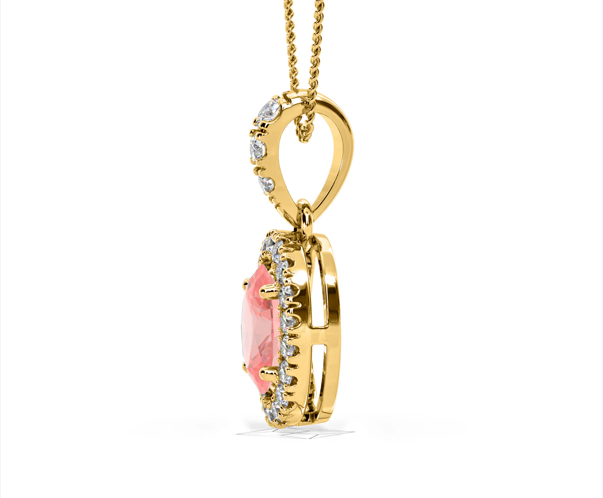 Georgina Pink Lab Diamond Oval Halo Necklace 1.38ct in 18KGold - Elara Collection - Image 25