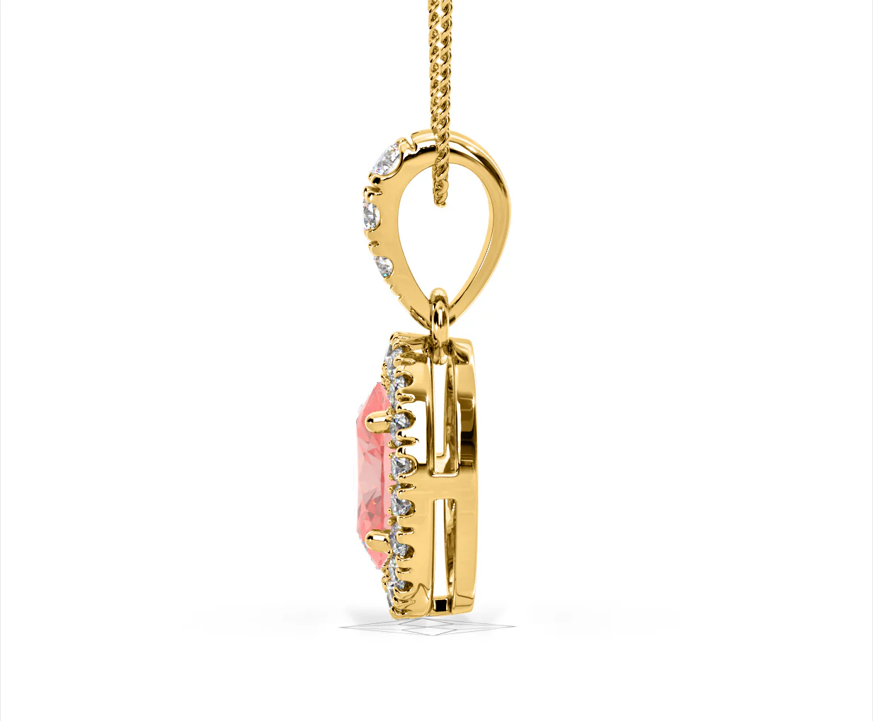 Georgina Pink Lab Diamond Oval Halo Necklace 1.38ct in 18KGold - Elara Collection - Image 27