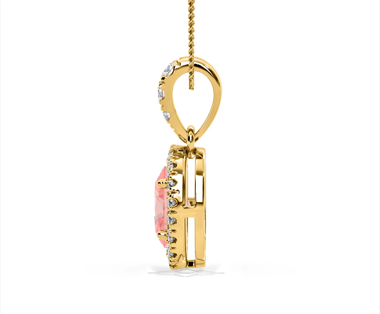 Georgina Pink Lab Diamond Oval Halo Necklace 1.38ct in 18KGold - Elara Collection - Image 28