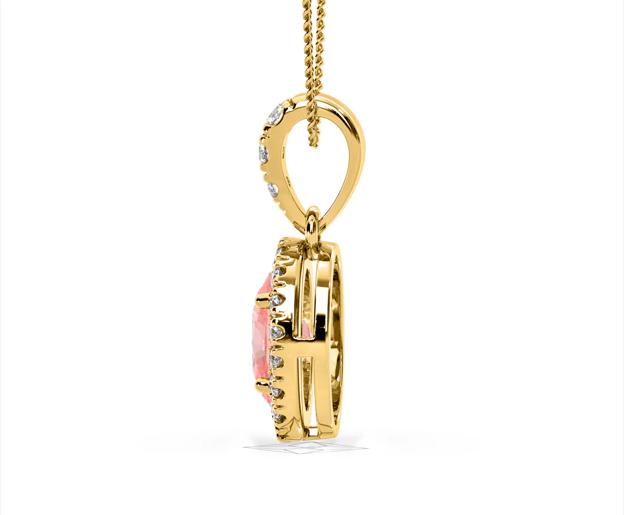 Georgina Pink Lab Diamond Oval Halo Necklace 1.38ct in 18KGold - Elara Collection - Image 29