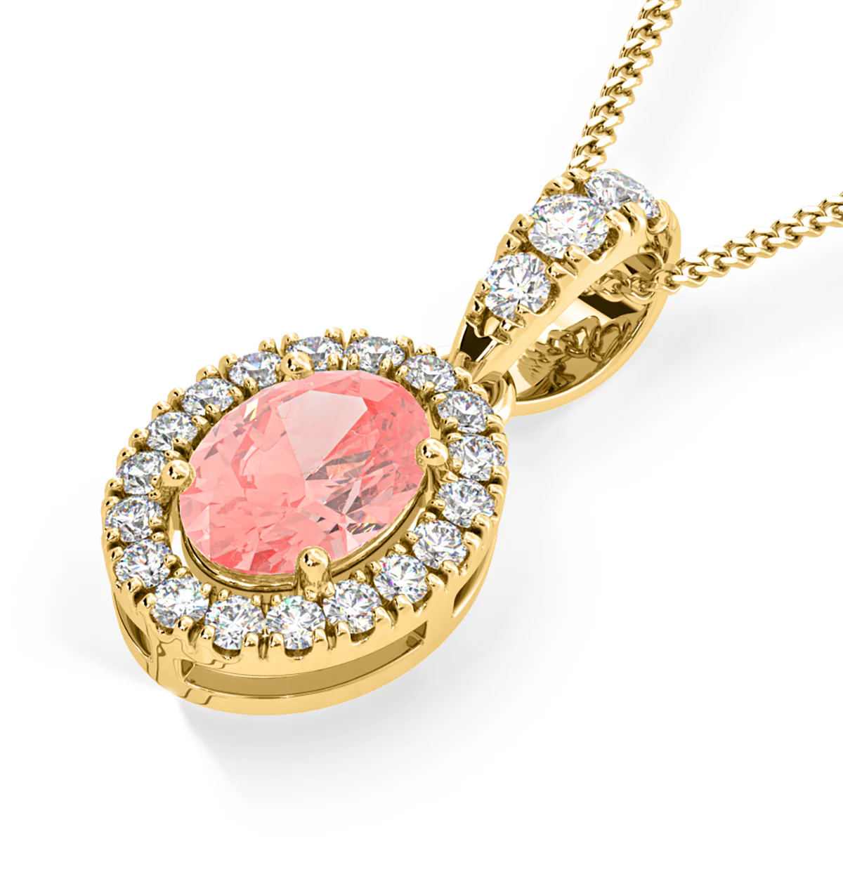 Georgina Pink Lab Diamond Oval Halo Necklace 1.38ct in 18KGold - Elara Collection - Image 3
