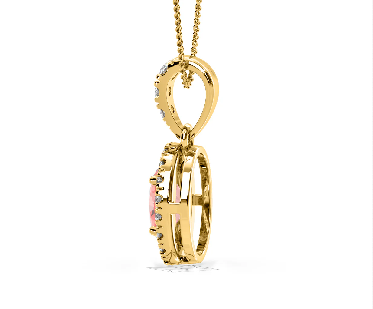 Georgina Pink Lab Diamond Oval Halo Necklace 1.38ct in 18KGold - Elara Collection - Image 31