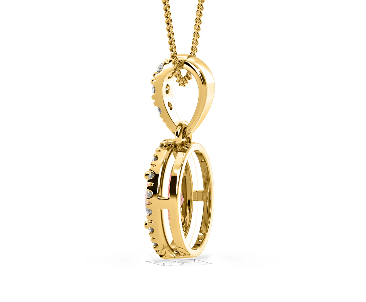 Georgina Pink Lab Diamond Oval Halo Necklace 1.38ct in 18KGold - Elara Collection - Image 33