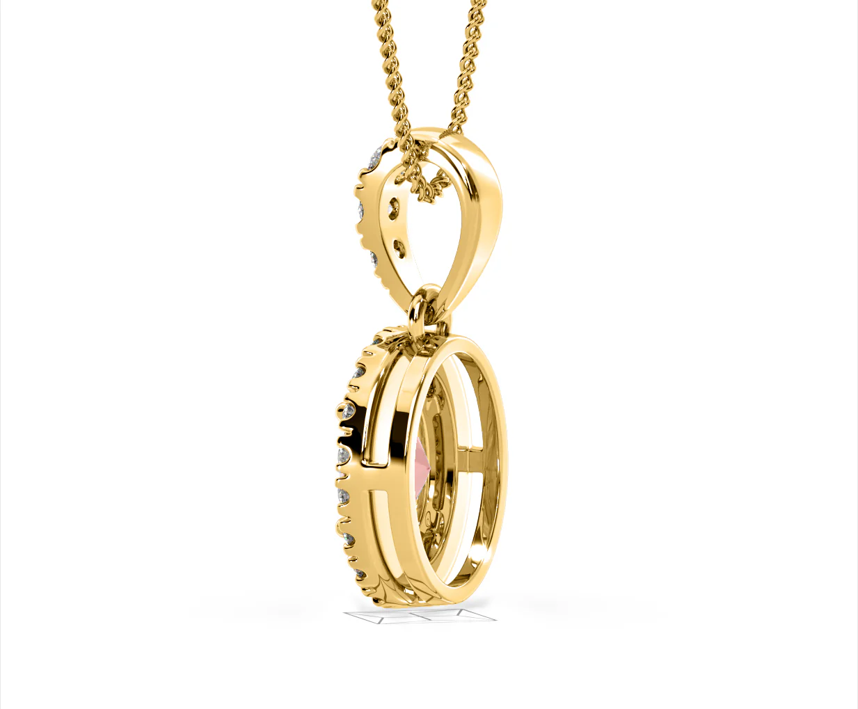 Georgina Pink Lab Diamond Oval Halo Necklace 1.38ct in 18KGold - Elara Collection - Image 34