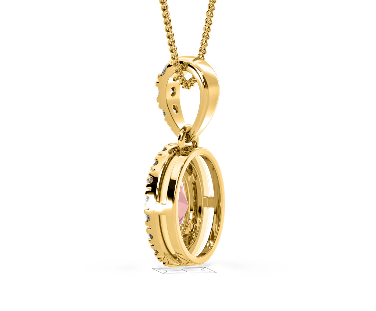 Georgina Pink Lab Diamond Oval Halo Necklace 1.38ct in 18KGold - Elara Collection - Image 35