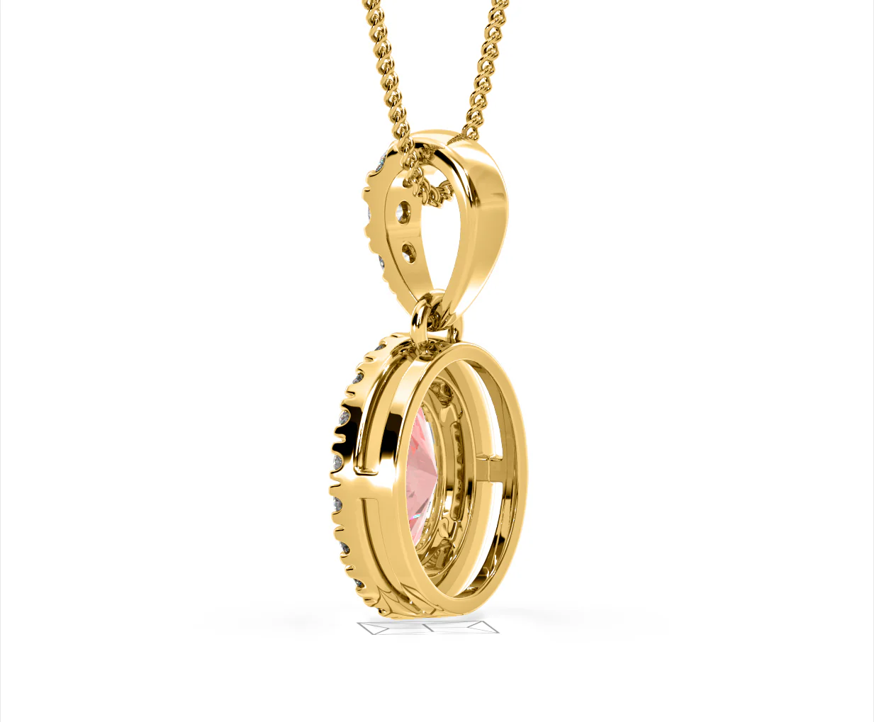 Georgina Pink Lab Diamond Oval Halo Necklace 1.38ct in 18KGold - Elara Collection - Image 36