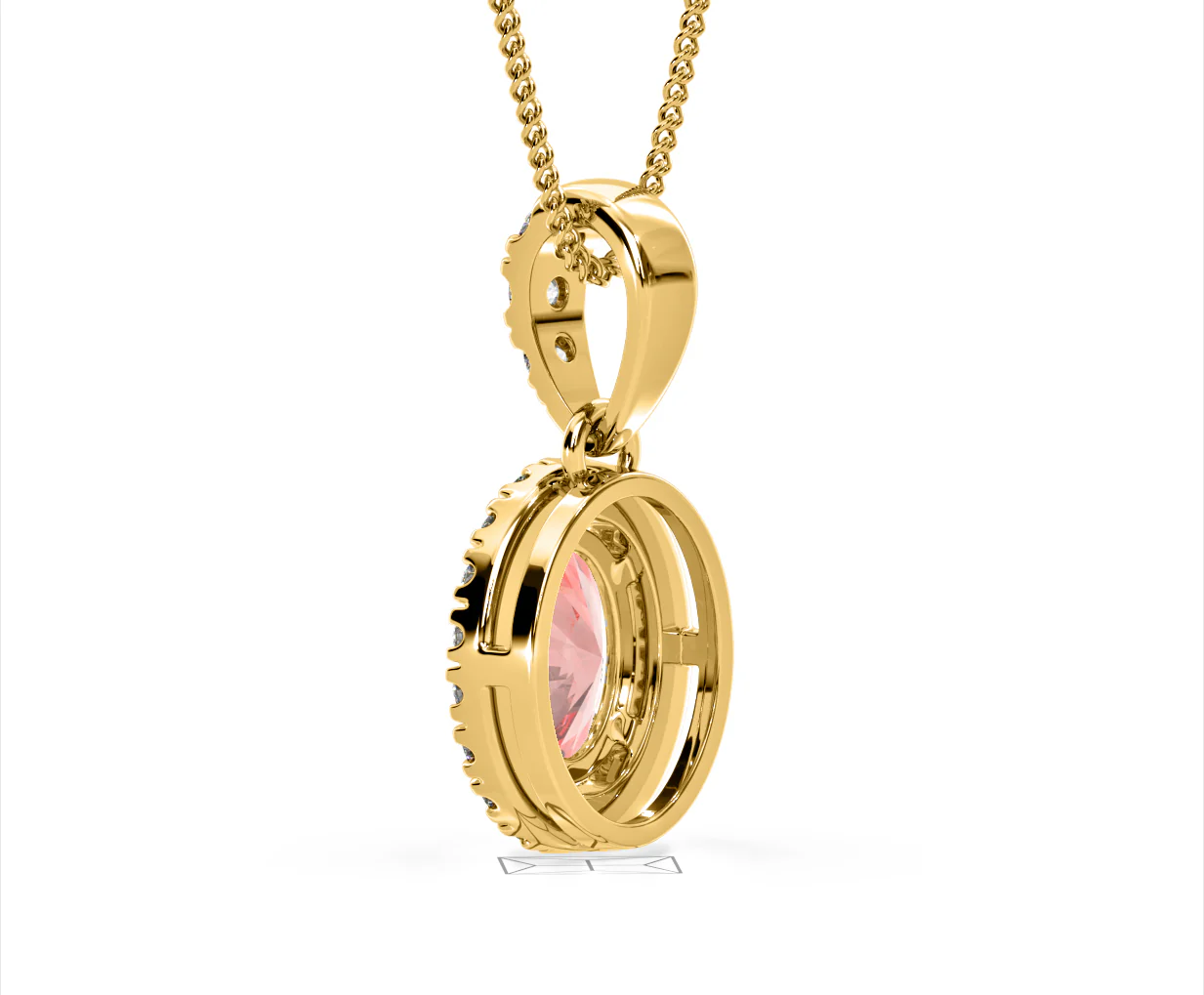 Georgina Pink Lab Diamond Oval Halo Necklace 1.38ct in 18KGold - Elara Collection - Image 37