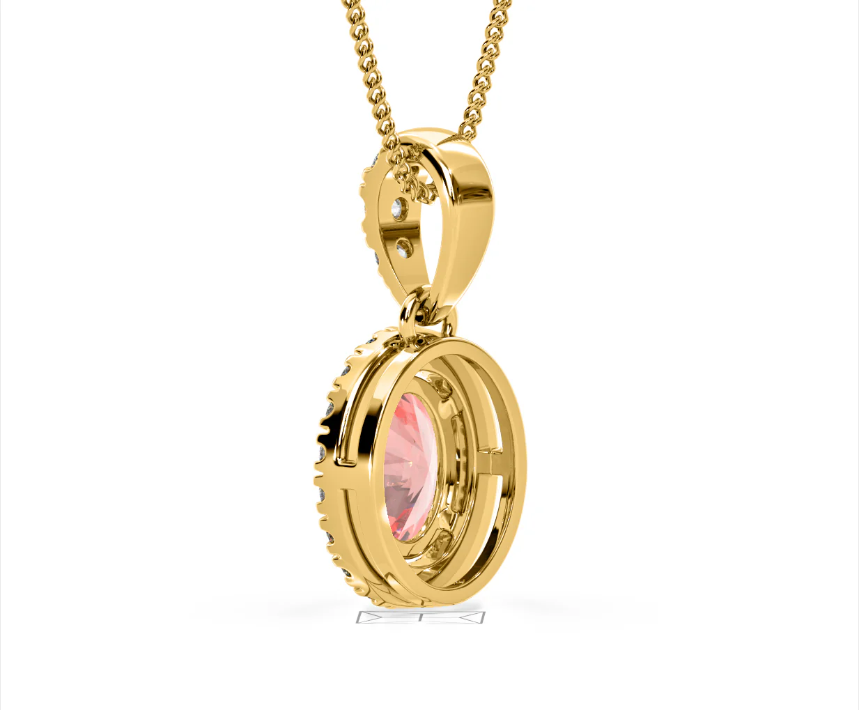Georgina Pink Lab Diamond Oval Halo Necklace 1.38ct in 18KGold - Elara Collection - Image 38