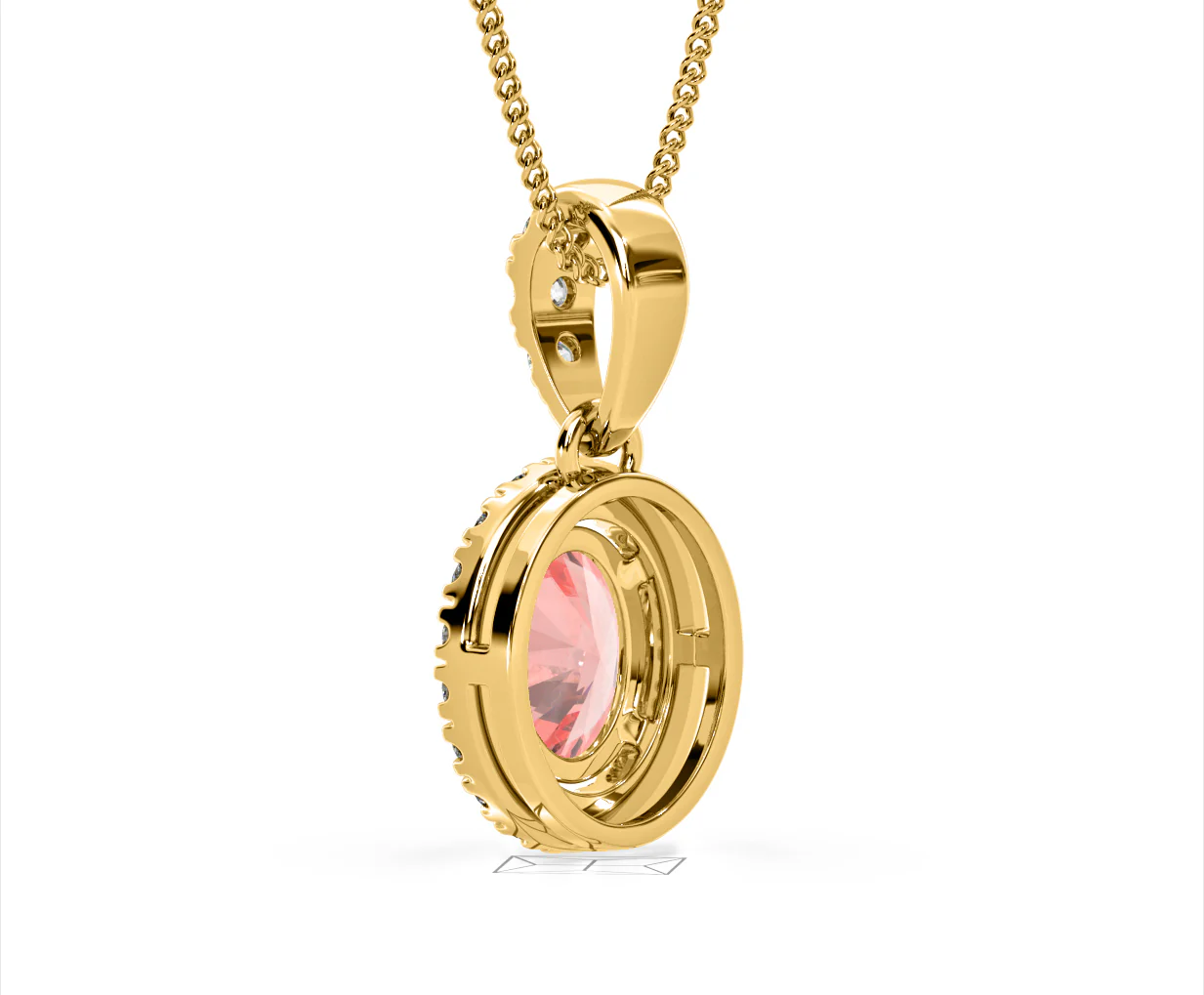 Georgina Pink Lab Diamond Oval Halo Necklace 1.38ct in 18KGold - Elara Collection - Image 39