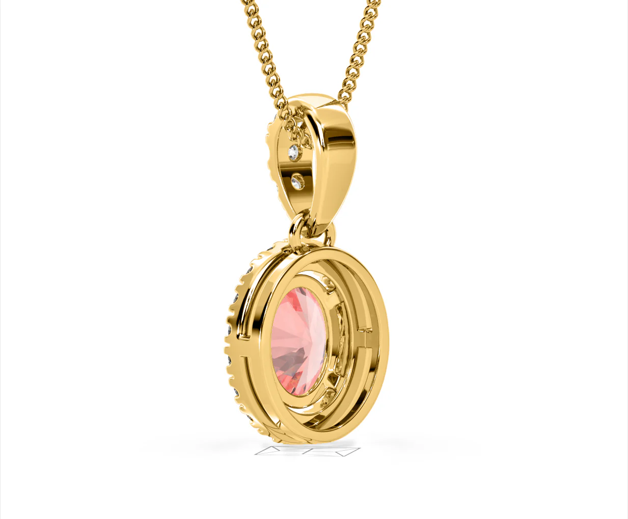 Georgina Pink Lab Diamond Oval Halo Necklace 1.38ct in 18KGold - Elara Collection - Image 40