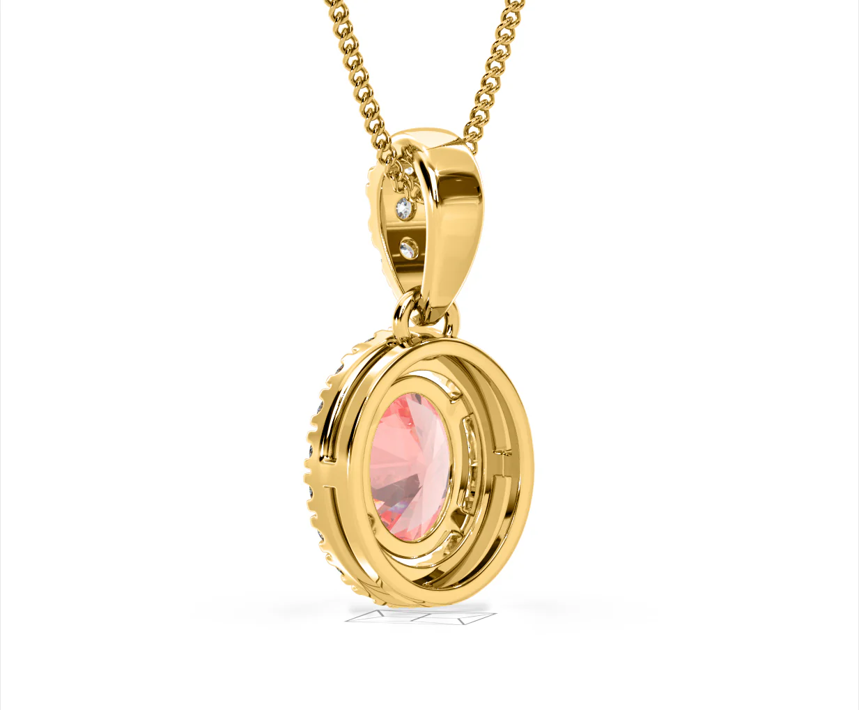 Georgina Pink Lab Diamond Oval Halo Necklace 1.38ct in 18KGold - Elara Collection - Image 41