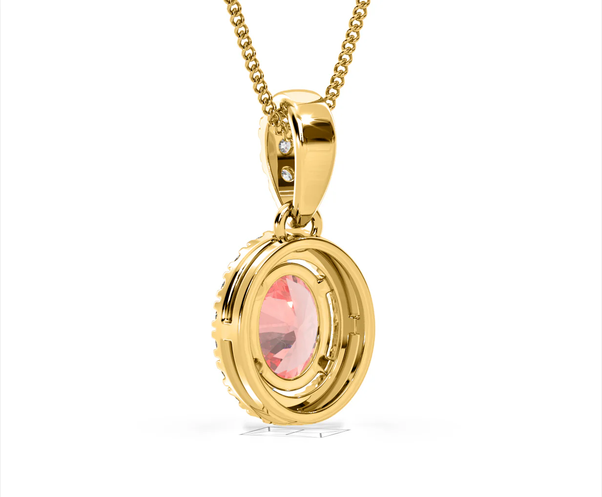 Georgina Pink Lab Diamond Oval Halo Necklace 1.38ct in 18KGold - Elara Collection - Image 42