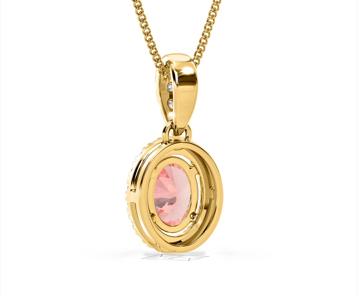 Georgina Pink Lab Diamond Oval Halo Necklace 1.38ct in 18KGold - Elara Collection - Image 43
