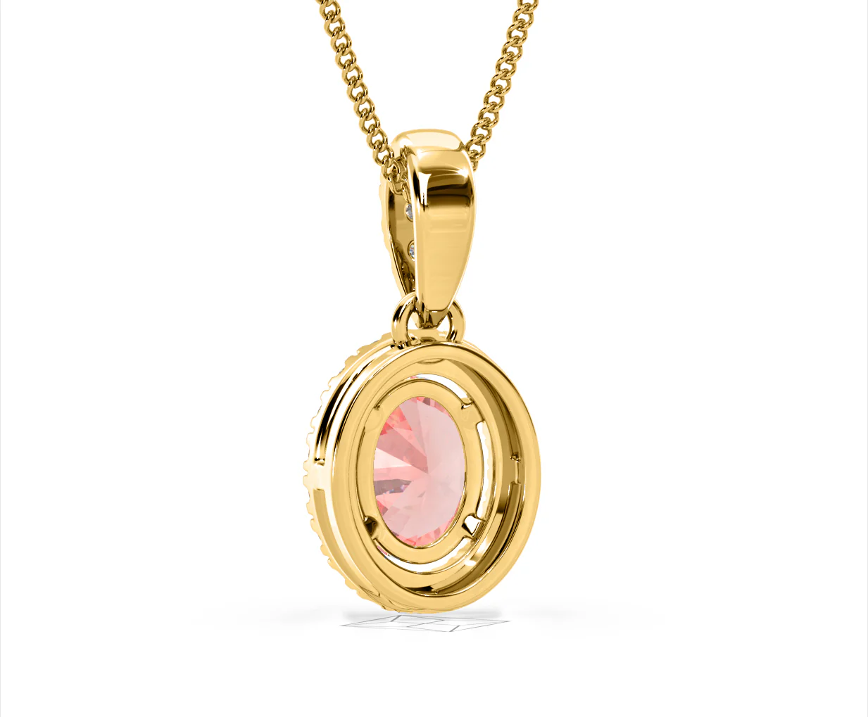 Georgina Pink Lab Diamond Oval Halo Necklace 1.38ct in 18KGold - Elara Collection - Image 44