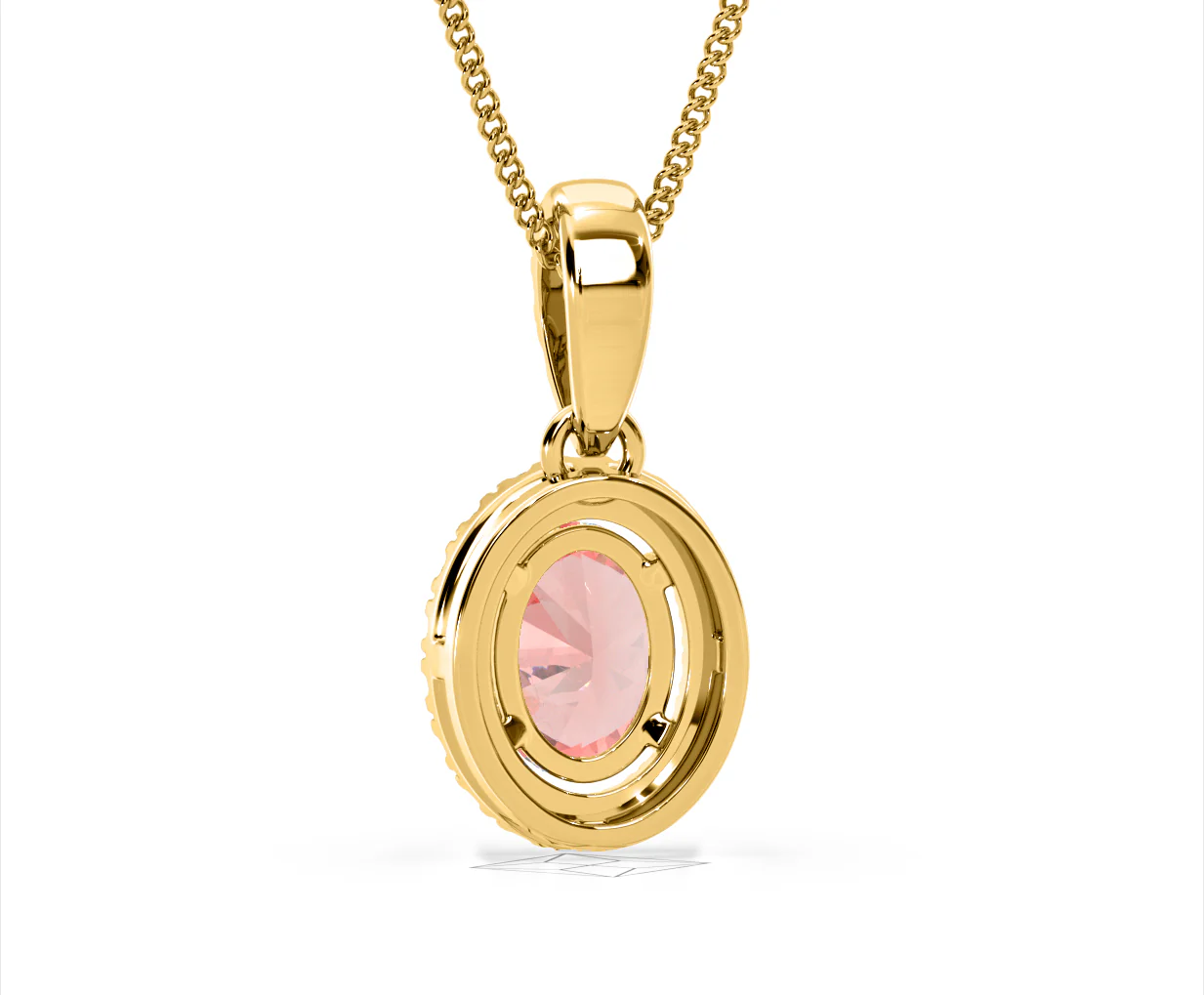 Georgina Pink Lab Diamond Oval Halo Necklace 1.38ct in 18KGold - Elara Collection - Image 45