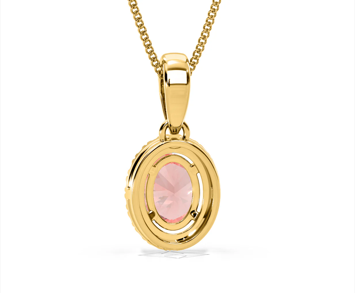 Georgina Pink Lab Diamond Oval Halo Necklace 1.38ct in 18KGold - Elara Collection - Image 46