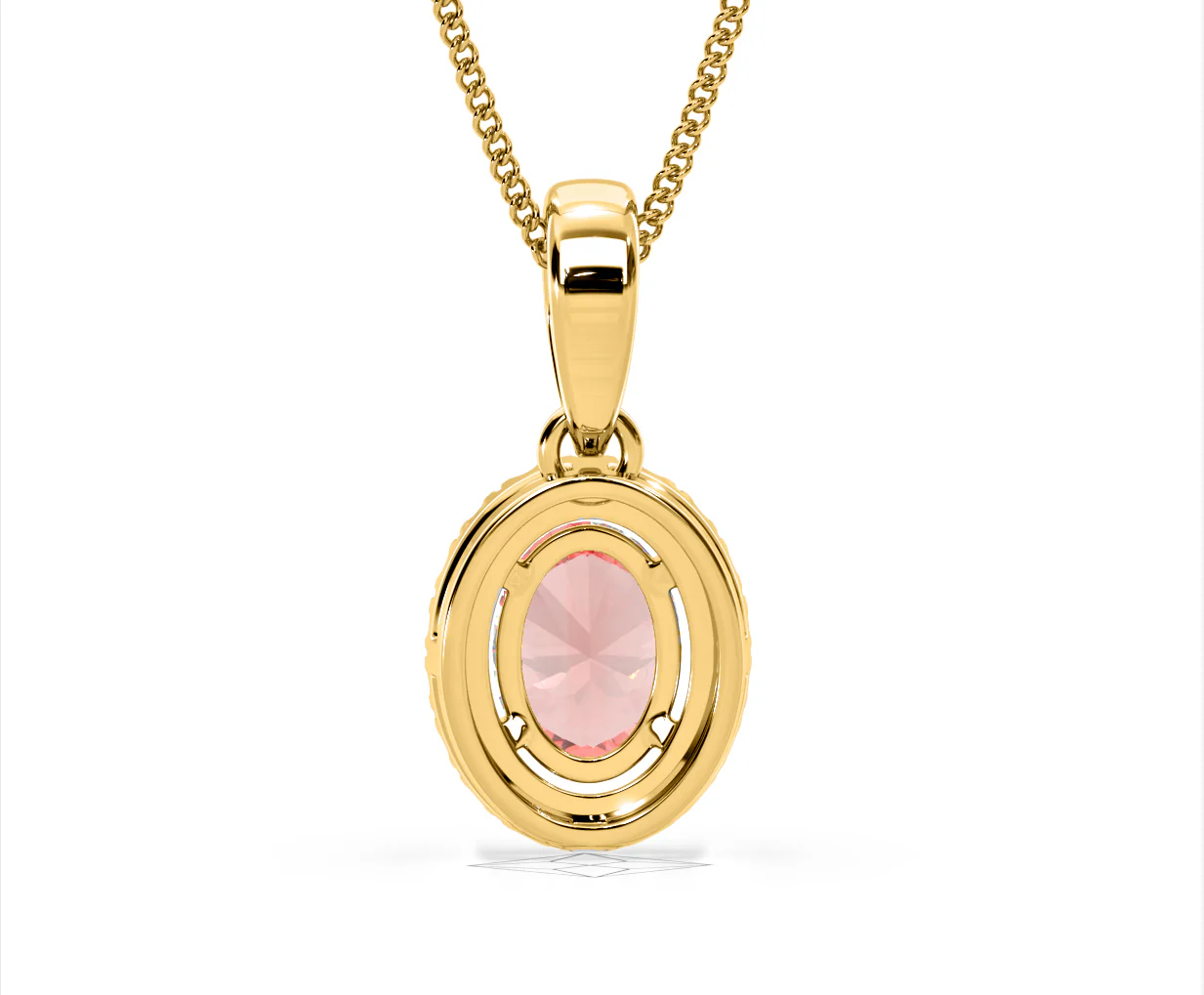 Georgina Pink Lab Diamond Oval Halo Necklace 1.38ct in 18KGold - Elara Collection - Image 47