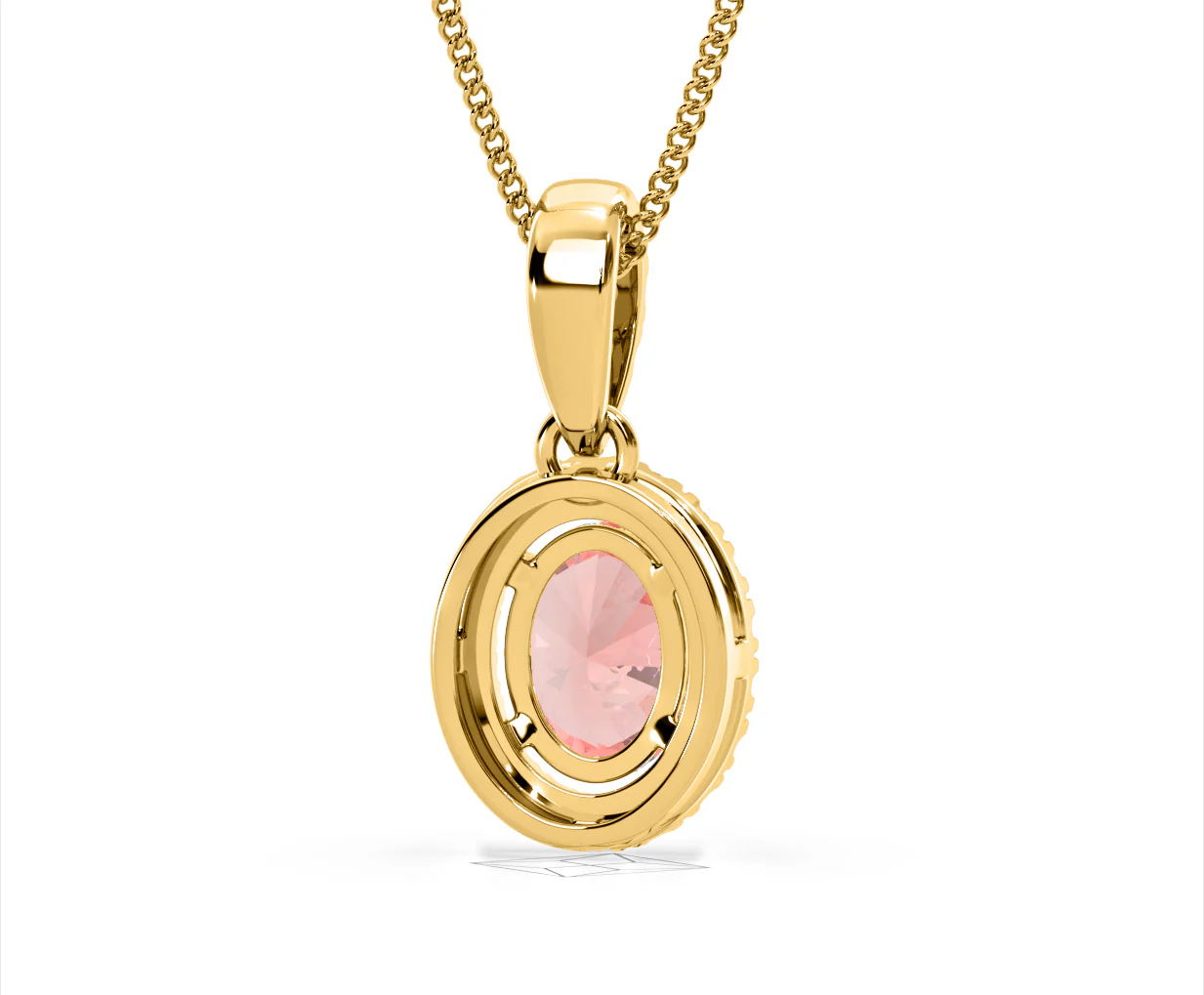 Georgina Pink Lab Diamond Oval Halo Necklace 1.38ct in 18KGold - Elara Collection - Image 50