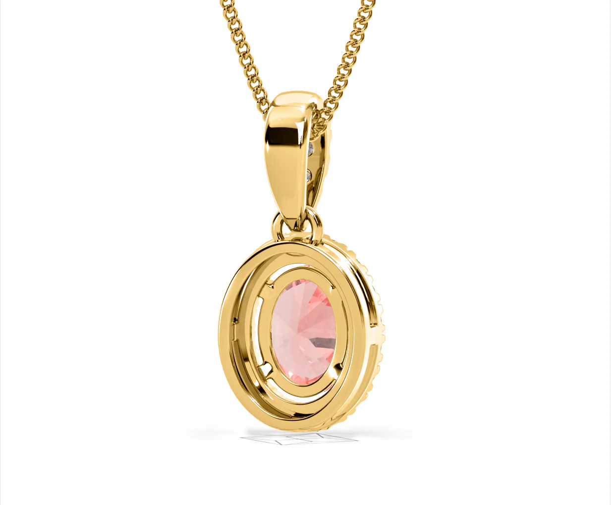 Georgina Pink Lab Diamond Oval Halo Necklace 1.38ct in 18KGold - Elara Collection - Image 51