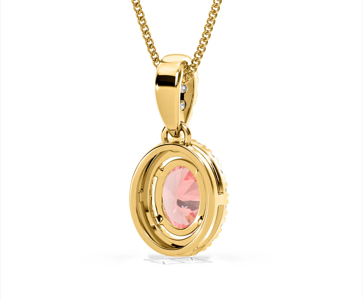 Georgina Pink Lab Diamond Oval Halo Necklace 1.38ct in 18KGold - Elara Collection - Image 52