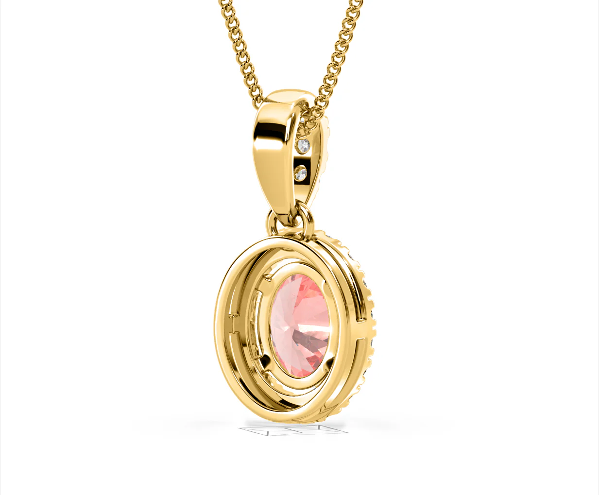 Georgina Pink Lab Diamond Oval Halo Necklace 1.38ct in 18KGold - Elara Collection - Image 53